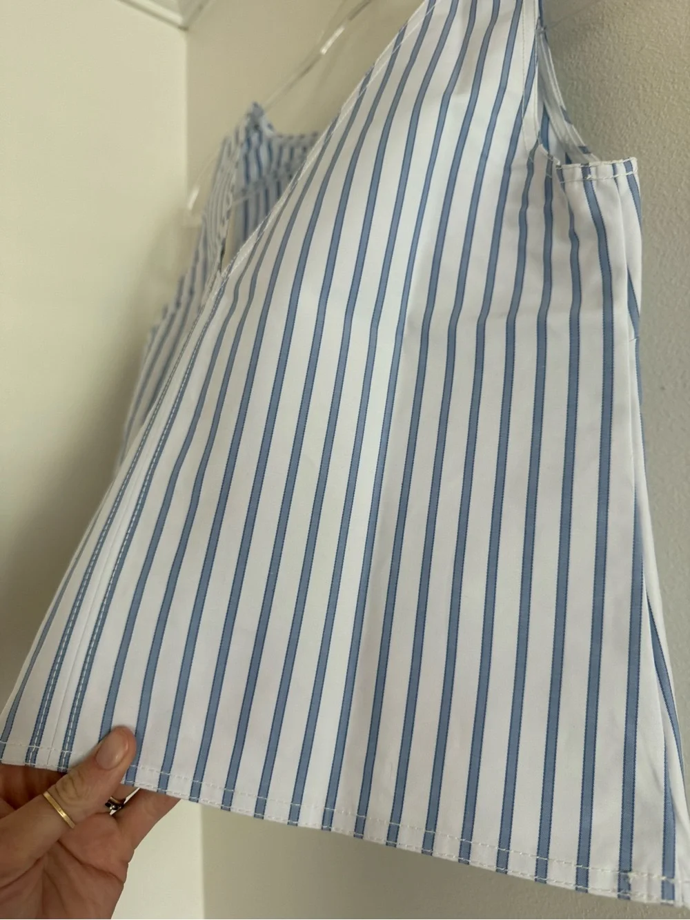J. Crew Blue and White Striped Shell top in striped double cotton poplin NWT
